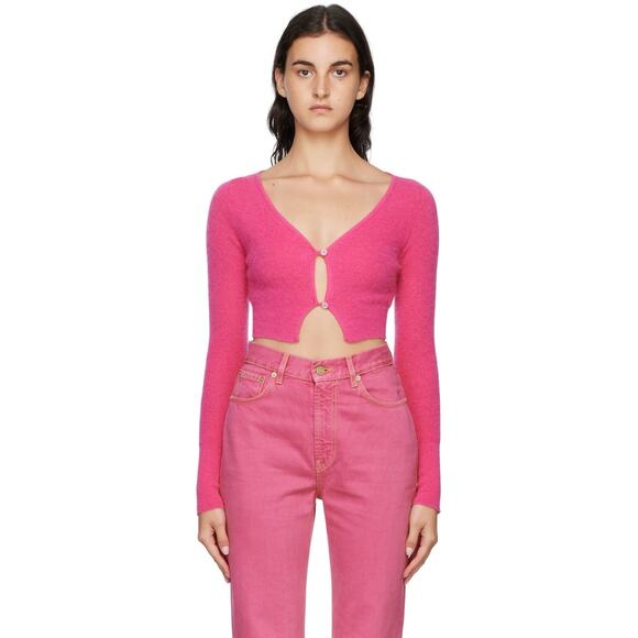 Jacquemus Alzou Cropped V-Neck Cardigan Pink - XS - Picture 1 of 5